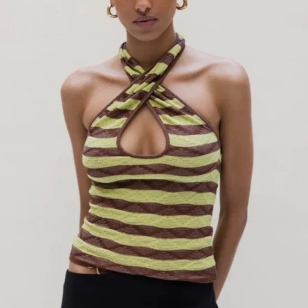 Musier Paris - Sio Green Striped Halter Top